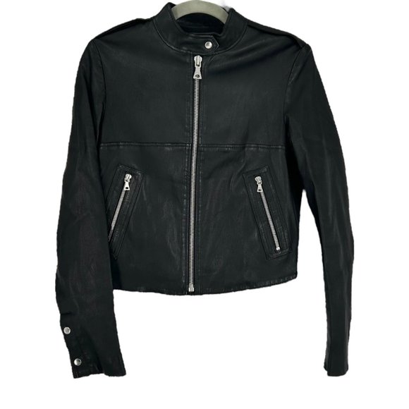 Theory Bavewick Lambs Leather Motorcycle Jacket in New Stretch Leather - Picture 2 of 8